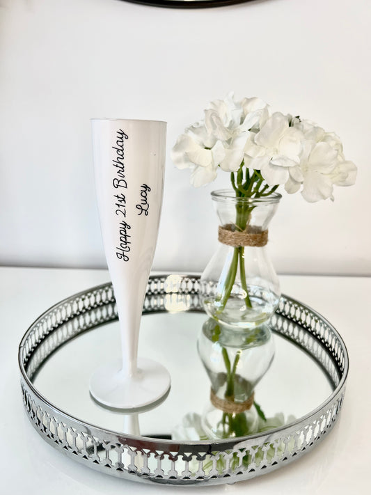 White personalised champagne flute